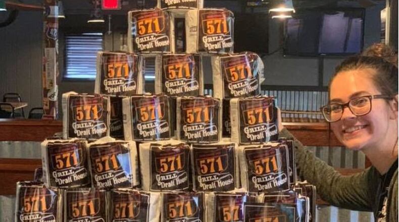 571 Grill and Draft House in New Carlisle is offering a complimentary roll of toilet paper with every order.