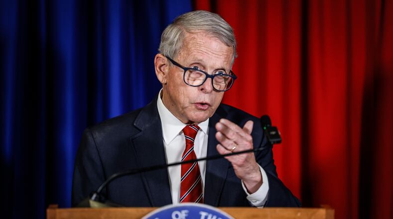 Ohio Gov. Mike DeWine announced Thursday August 16 at the University of Dayton's Bombeck Family Learning Center a new reading initiative for Ohio students. JIM NOELKER/STAFF