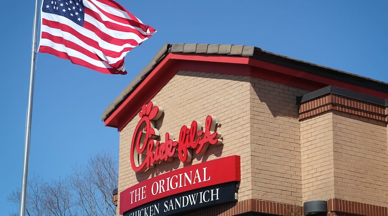 The Chick-fil-A restaurant exterior on Benchwood Avenue. The chain eatery has been named one of the top companies in the nation for customer service, according to a nationwide survey. STAFF