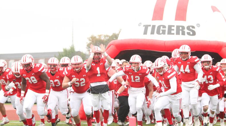 Wittenberg takes the field before a game against Wabash on Saturday, Oct. 27, 2018, at Edwards-Maurer Field in Springfield. David Jablonski/Staff