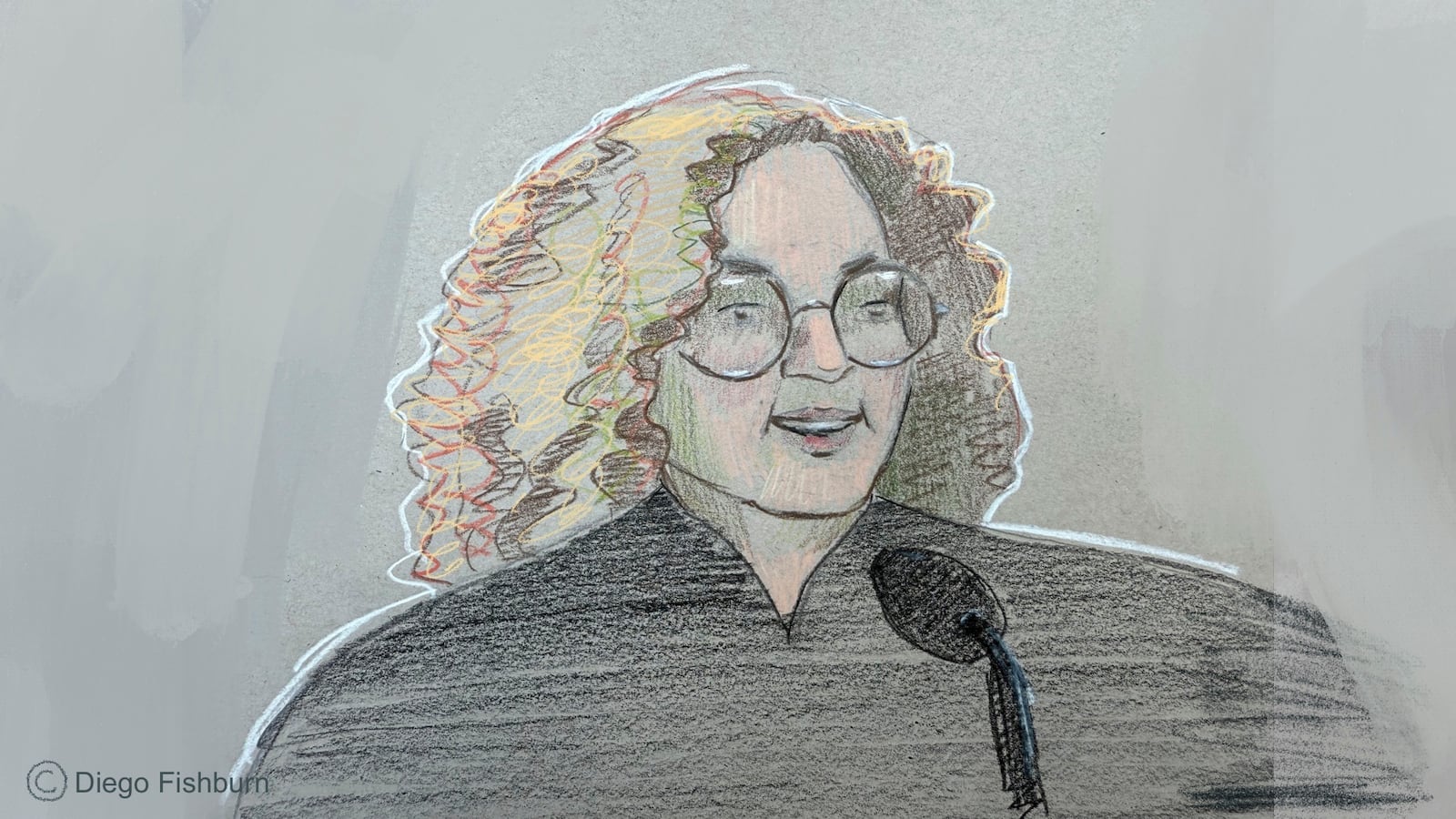 This courtroom sketch depicts U.S. Magistrate Judge Barbara Holmes in court during a detention hearing for Kilmar Abrego Garcia on Wednesday, June 25, 2025, in Nashville, Tenn. (AP Photo/Diego Fishburn)