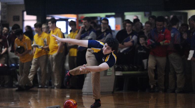 Springfield senior Cullen Rogan competes in the Division I state bowling tournament Saturday in Columbus. Greg Billing / Contributed