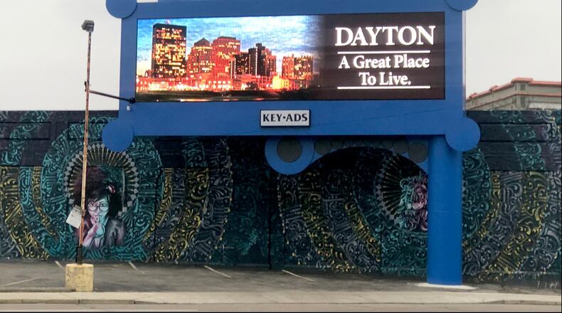 KAP Signs of Dayton installed Key-Ads' new "Oregon" electric billboard near the intersection of Fifth St. and Patterson Blvd.