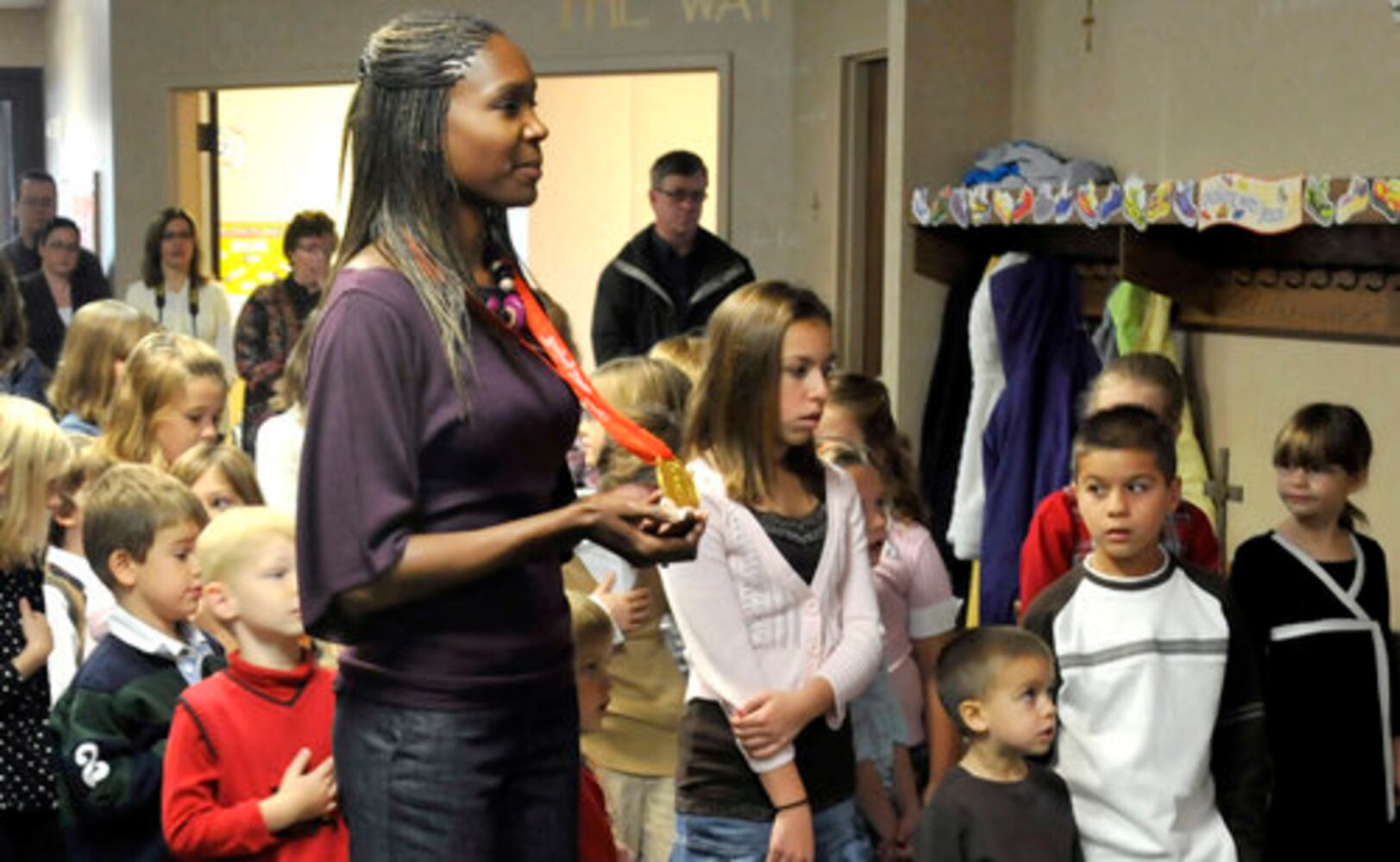 Olympic medalist visits Sunday school