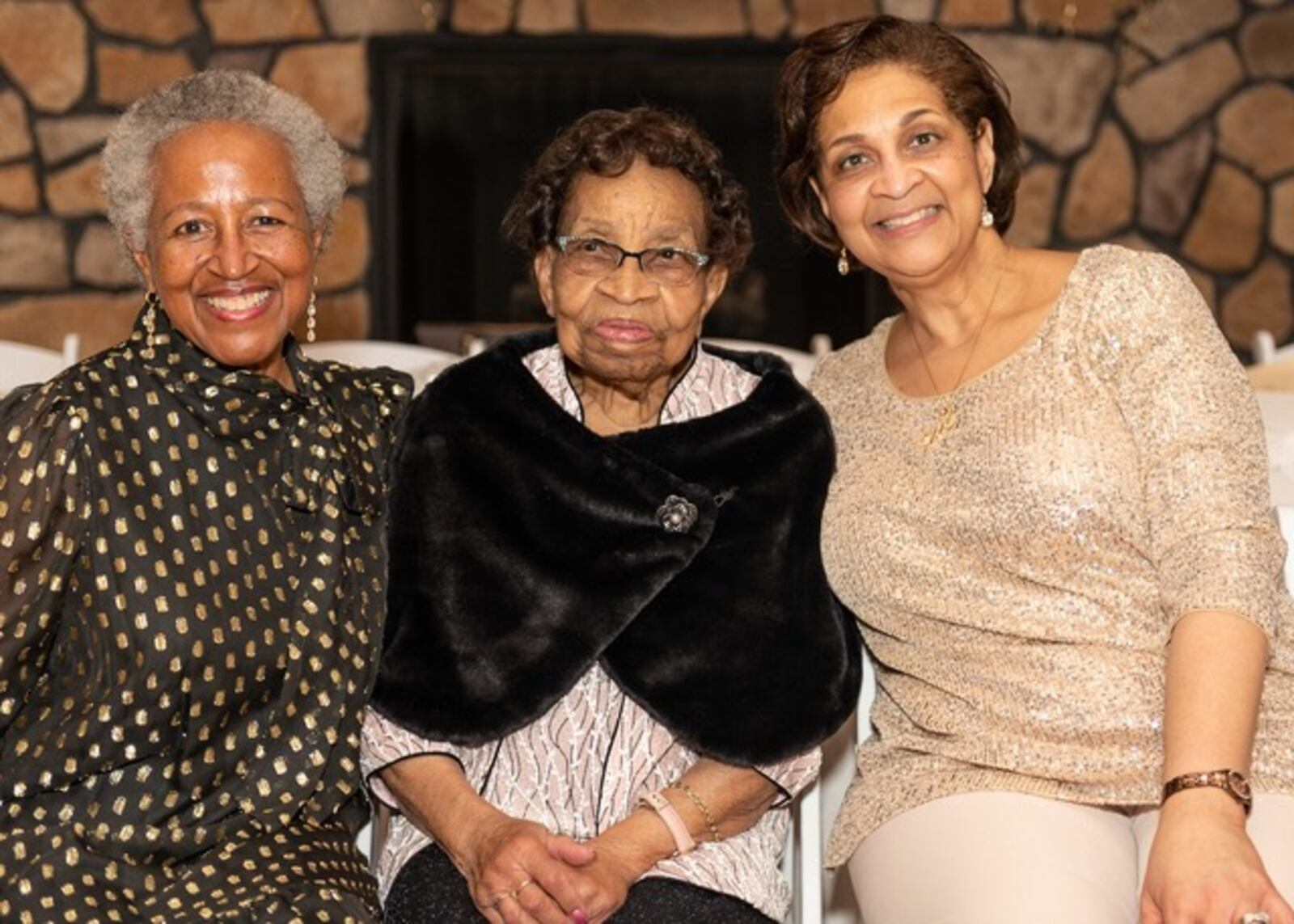 Alice Marshall with her daughters-in-law, Patricia Moten Marshall (Reggie’s wife) and Melanie Marshall (Mike’s wife). PHOTO CONTRIBUTED BY FAMILY.