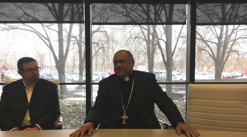 Bishop Shelton Fabre and other Catholic church leaders gathered on the University of Dayton campus to hear testimonies about the impact of racism in the church and society. STAFF/WAYNE BAKER
