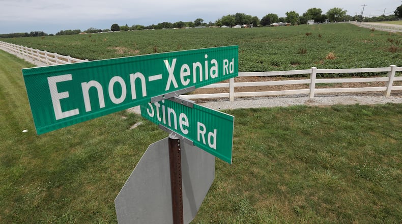 A farm field at the intersection of Enon-Xenia Road and Stine Road where a housing development has been proposed. BILL LACKEY/STAFF