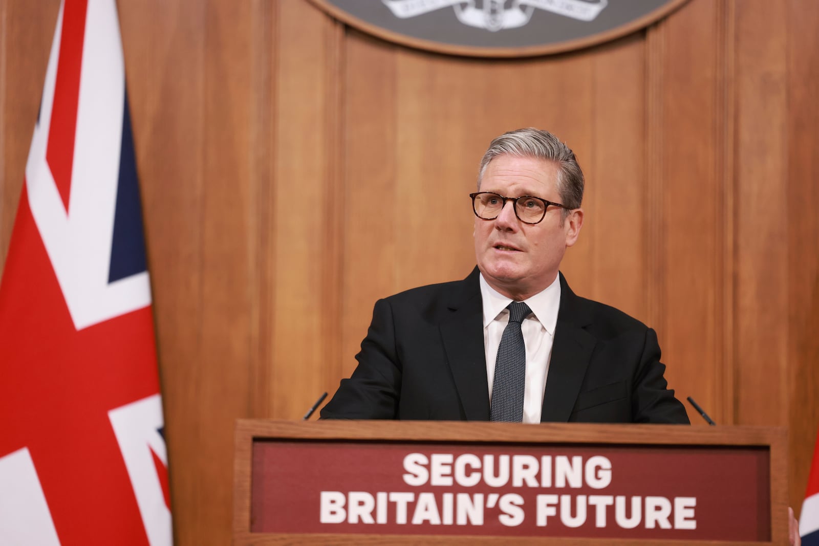 Britain's Prime Minister Keir Starmer speaks during a press conference, ahead of the publication of the government’s Immigration White Paper, in London, Monday, May 12, 2025. (Ian Vogler, Pool Photo via AP)