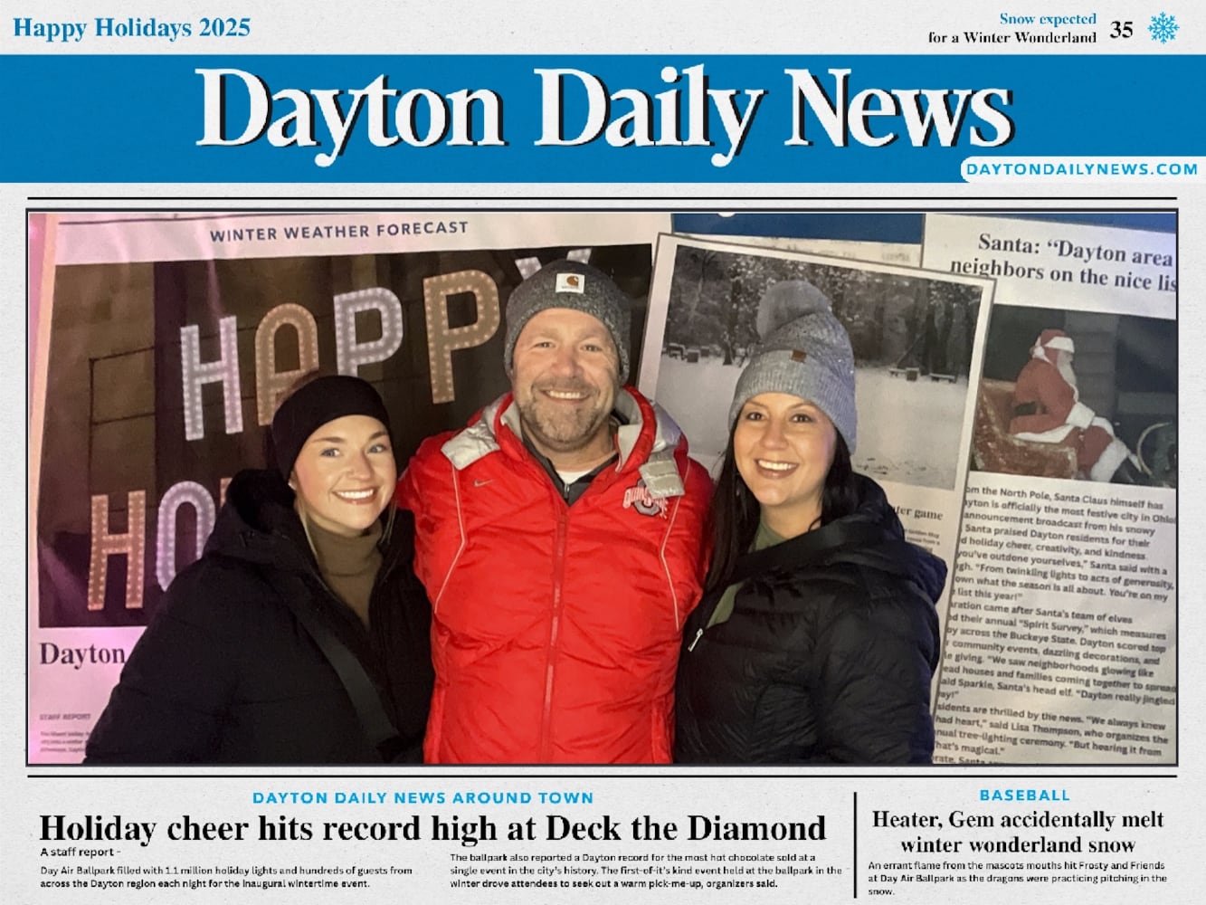 "Front Page News" photo booth photos from Deck the Diamond