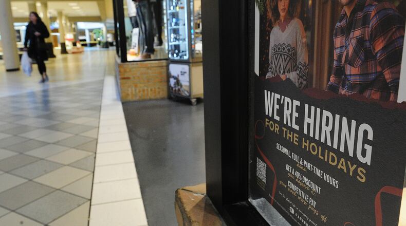 Many businesses are hiring for the holidays this time of year like Buckle at the Dayton Mall. MARSHALL GORBY\STAFF