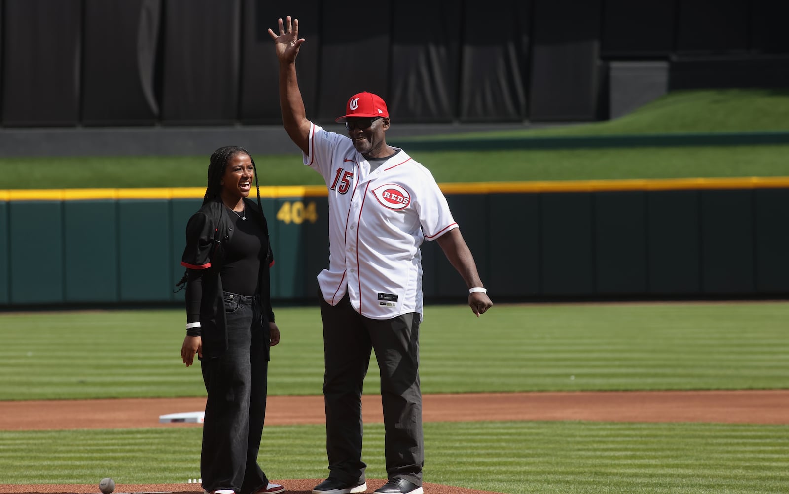 Reds Hall of Famer George Foster is introduced to the crowd on Opening Day before a game against the Nationals on Thursday, March 28, 2024, at Great American Ball Park in Cincinnati. David Jablonski/Staff