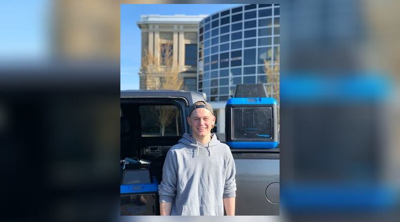 Isaiah Stickley, a current senior at Global Impact Stem Academy in Springfield, is using 3D printers to make face shields to donate to health care providers. CONTRIBUTED