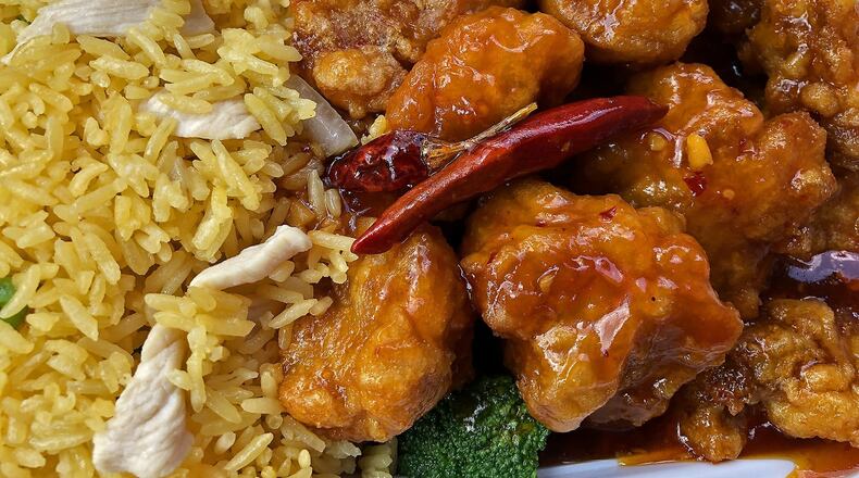 General Tso’s Chicken and Fried Rice from Misolsol China Restaurant. BILL LACKEY/STAFF