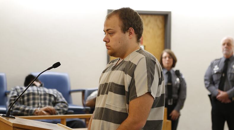 Brian Hayslip appears in Clark County Municipal Court for his arraignment in December for the death of his 3-month-old child. Bill Lackey/Staff
