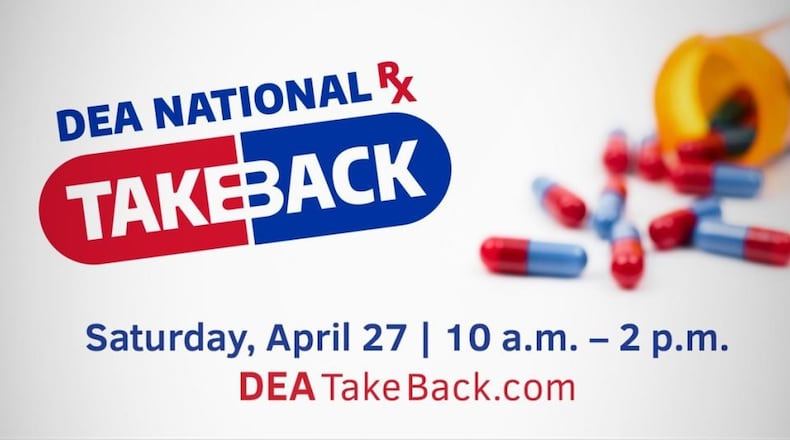Residents can dispose of unused drugs during a drug-take back event on April 27.