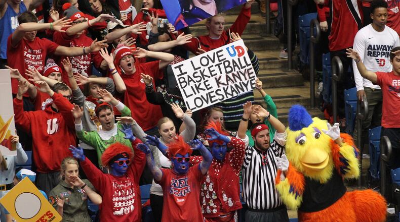 Dayton fans cheer during a game against East Tennessee State on Saturday, Dec. 10, 2016, at UD Arena. David Jablonski/Staff