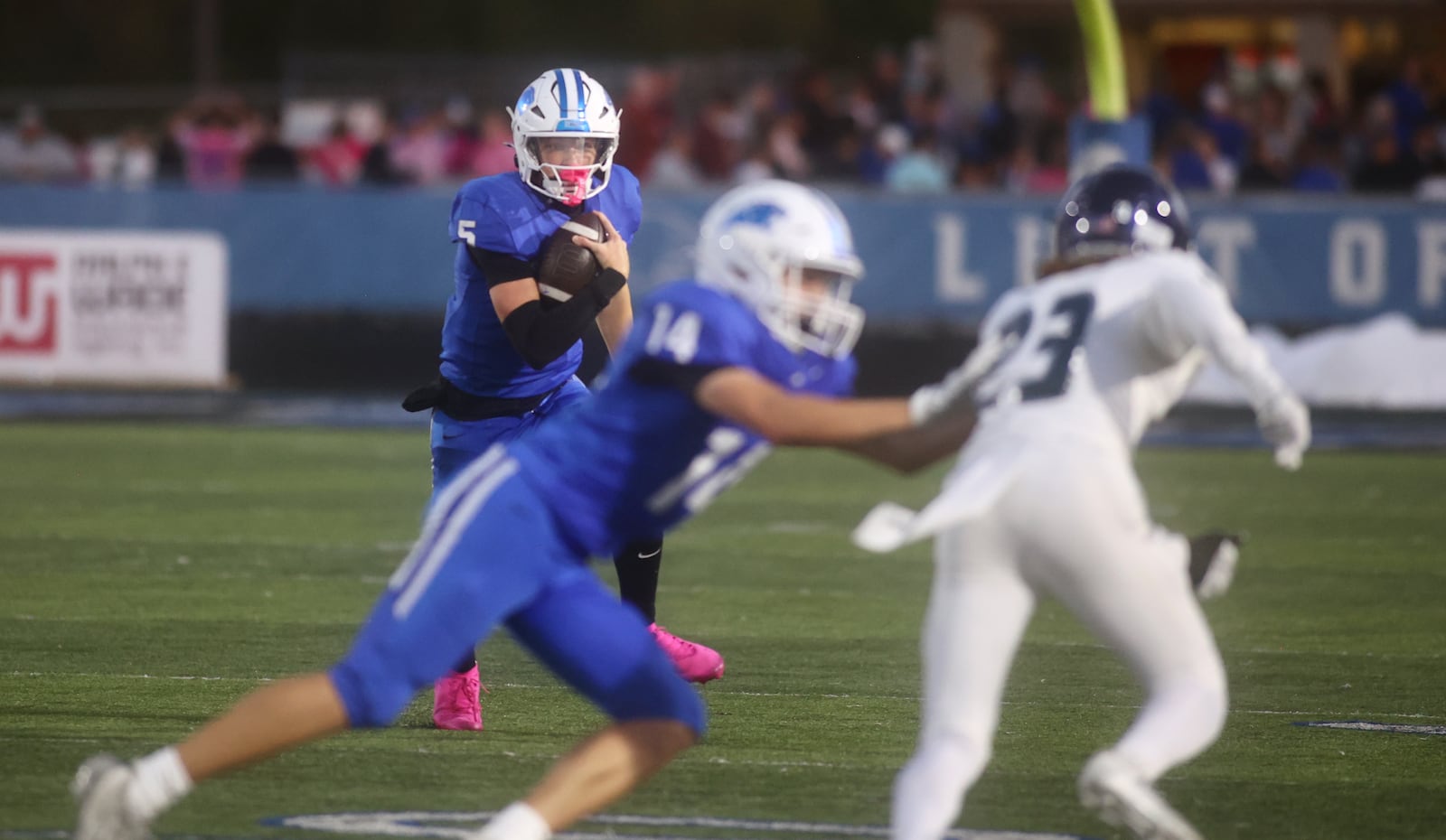 Springboro's Max Miller runs against Fairmont on Friday, Oct. 10, 2025, at CareFlight Field in Springboro. David Jablonski/Staff