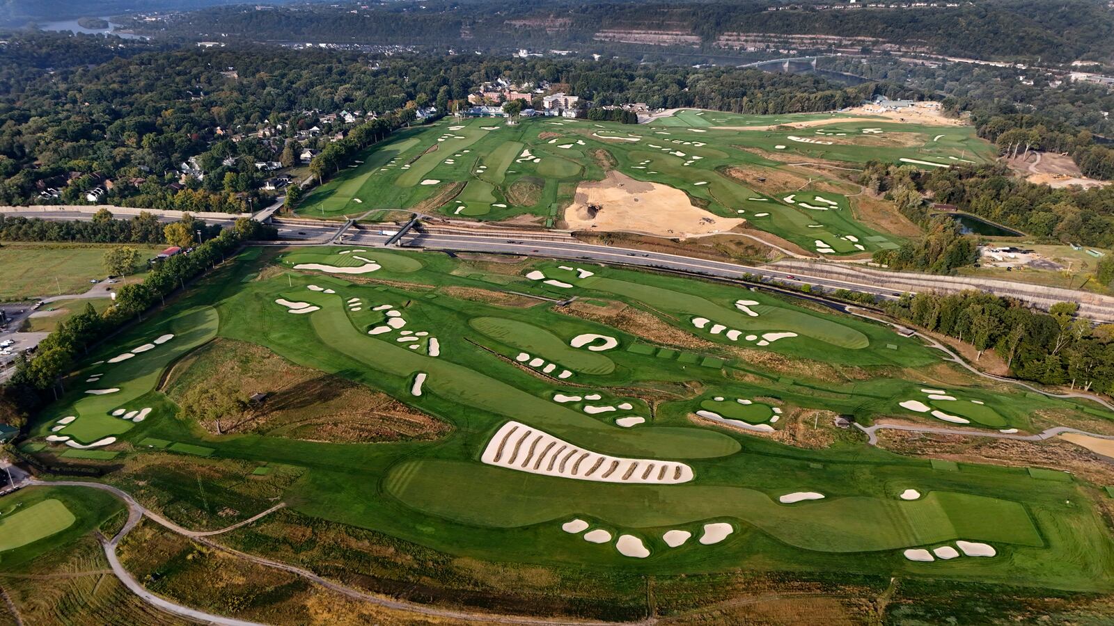 FILE - This is an overall photo of Oakmont Country Club in Oakmont, Pa., Monday, Sept. 16, 2024, the course for the 2025 U.S. Open golf tournament. (AP Photo/Gene J. Puskar, File)
