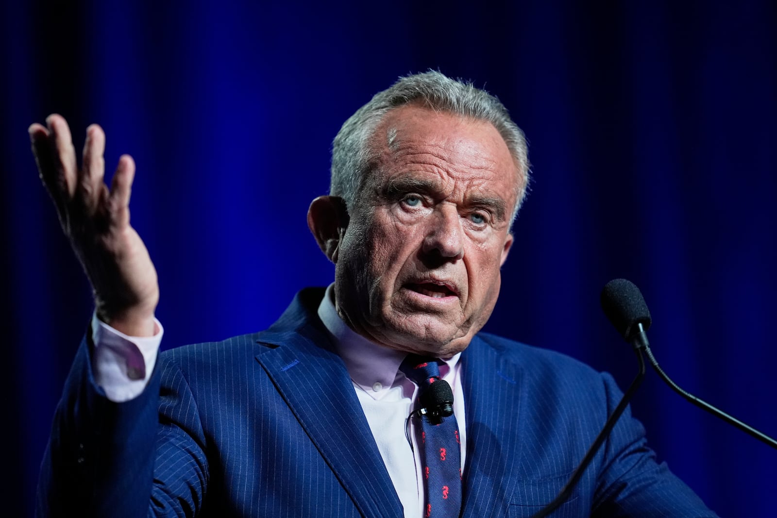 FILE - Health and Human Services Secretary Robert F. Kennedy Jr. speaks at the Rx and Illicit drug Summit, April 24, 2025, in Nashville, Tenn. (AP Photo/George Walker IV, File)