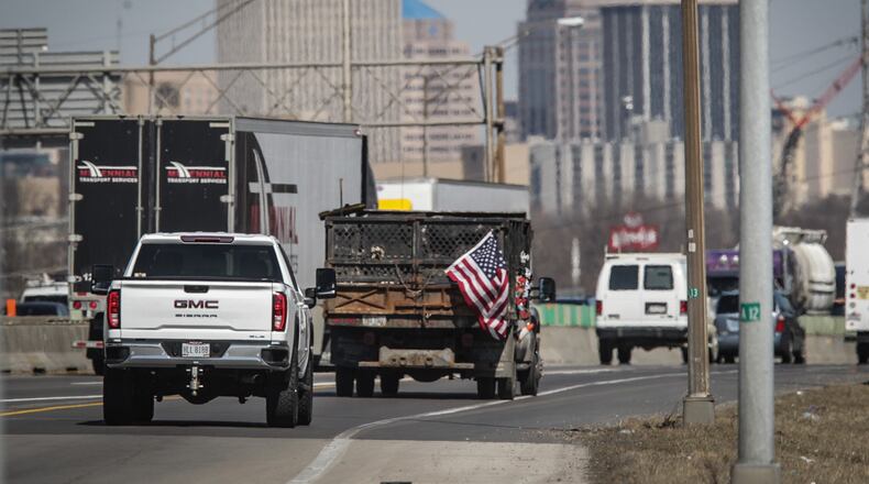 Vehicles roll into Dayton's on the busiest highway Wednesday March 3, 2021. The pandemic put an end to six consecutive years of traffic growth on Interstate 75, but officials think traffic volumes will soon rebound on Dayton’s largest and busiest freeway.
