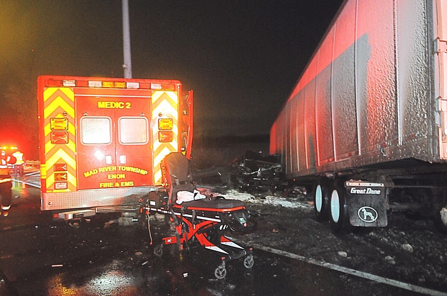 One killed after semi strikes Mad River Twp. medical vehicle