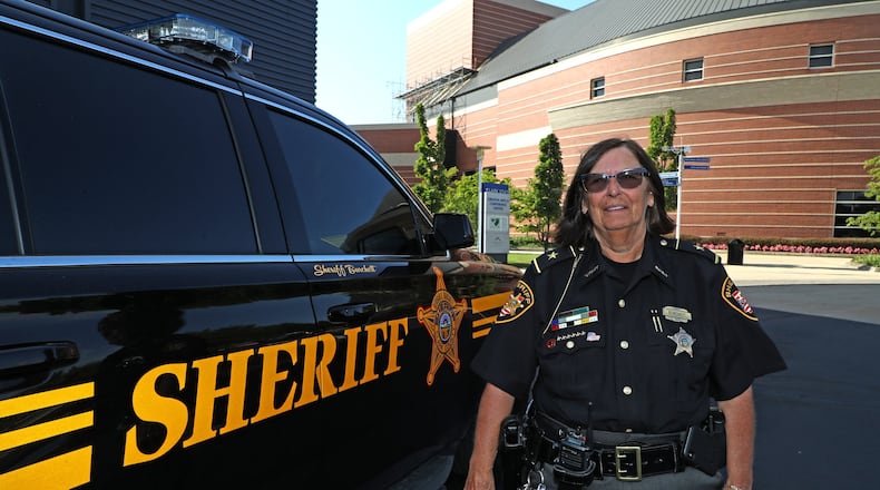 Clark County Sheriff Deborah Burchett outside Kuss Auditorium Thursday. BILL LACKEY/STAFF