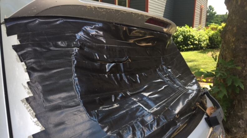 This back windshield was shot out with a BB gun in south Springfield some time between Friday and Sunday. Three people are now in custody, according to the Springfield Police Division.
