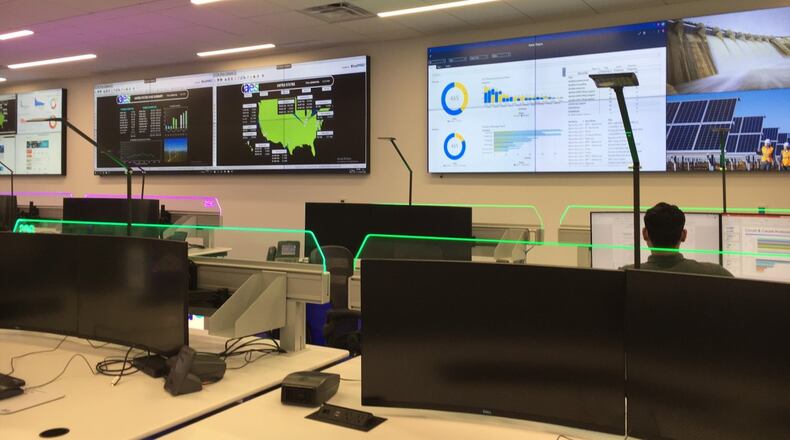 Part of the new $20 million AES Ohio smart operations center, in the company's MacGregor Park headquarters in Dayton. THOMAS GNAU/STAFF