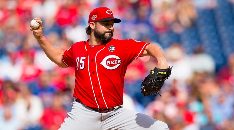 Tanner Roark of the Cincinnati Reds throws in the first inning against the Philadelphia Phillies at Citizens Bank Park in Philadelphia on Saturday, June 8, 2019. The Phillies won, 4-1. (Mitchell Leff/Getty Images/TNS)