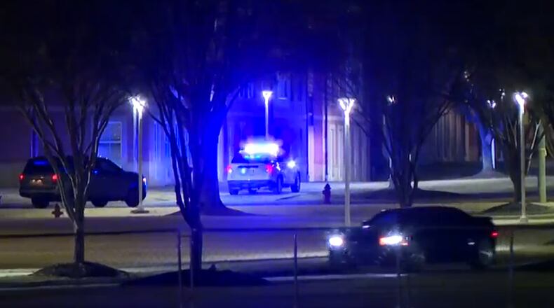 This image made from video shows the South Carolina State University campus in Orangeburg, SC, after a shooting in a residential complex, early Friday, Feb. 13, 2026.(WLTX via AP)