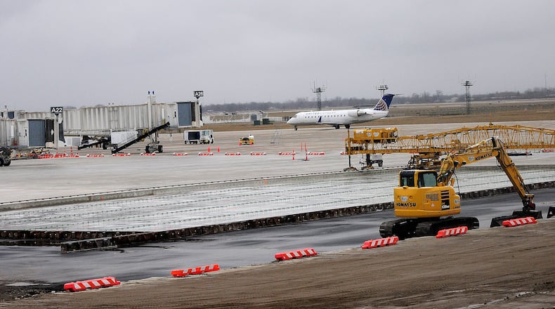 The Dayton International Airport awarded a contract to Great Lakes Construction Co. to complete phase 4 of the rehabilitation of the terminal apron. This project includes the demolition and reconstruction of approx. 54,000 SY of the center apron between the concourses and abandonment of the existing fuel hydrant system at the Dayton International Airport. The project is being funded with a $13,498,641.00 grant from the Federal Aviation Administration (FAA) and $1,671,149.00 from Aviation Capital. MARSHALL GORBY\STAFF