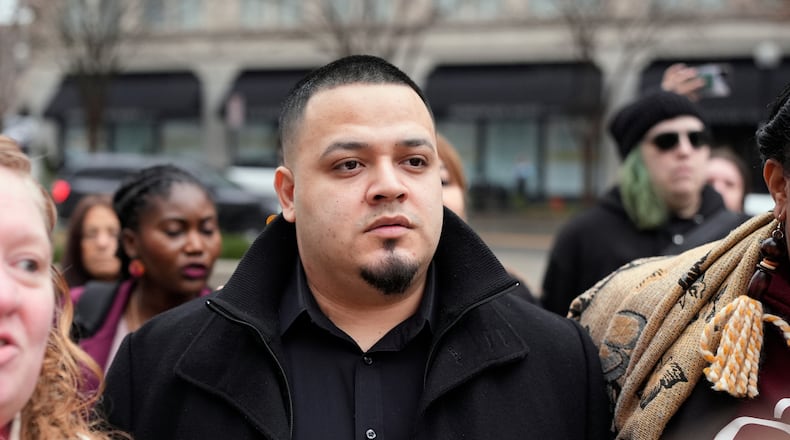Kilmar Abrego Garcia arrives at the federal courthouse Thursday, Feb. 26, 2026, in Nashville, Tenn. (AP Photo/George Walker IV)