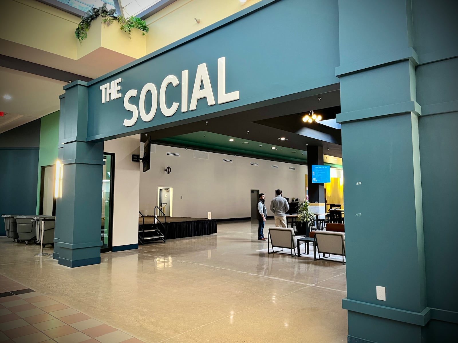 The food court at the former Miami Valley Centre Mall in Piqua has been transformed into The Social at Piqua Center, a dining and entertainment destination. NATALIE JONES/STAFF