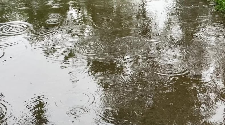 Rain falling in Hills & Dale Metro Park