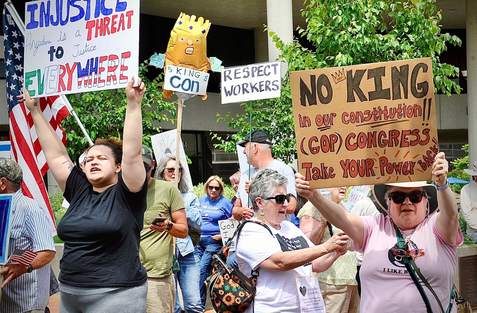 Hundreds of protesters gathered in front of Springfield City Hall to protest President Donald Trump on Saturday, June 14, 2025. Contributed Photos\MARSHALL GORBY