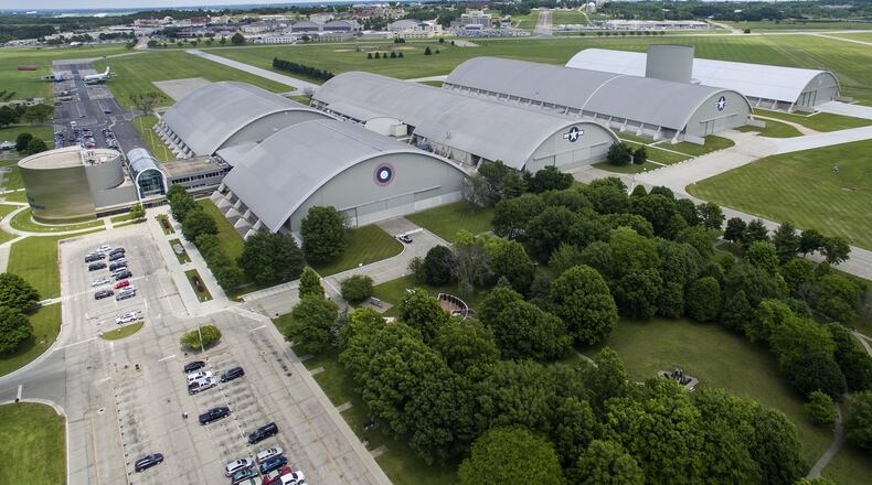 A 2016 aerial view of the National Museum of the U.S. Air Force. (U.S. Air Force photo by Jim Copes)