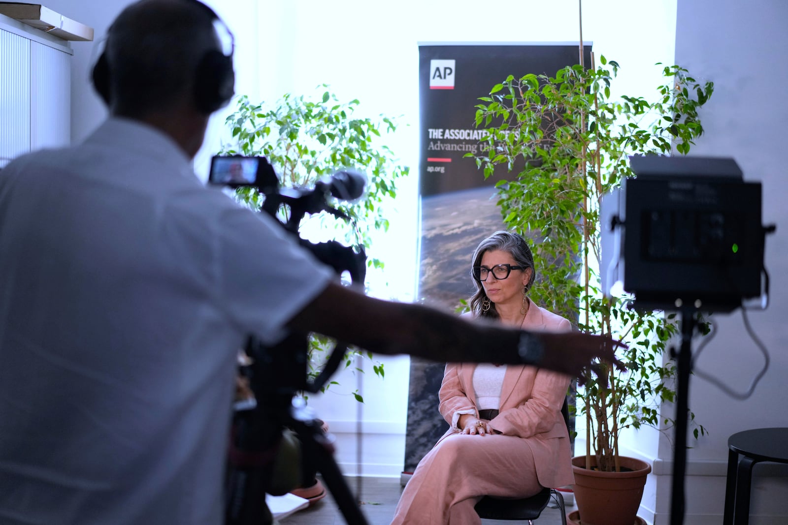 Francesca Albanese, the U.N. special rapporteur for the West Bank and Gaza, is interviewed by the Associated Press in Rome, Tuesday, July 29, 2025. (AP Photo/Gregorio Borgia)