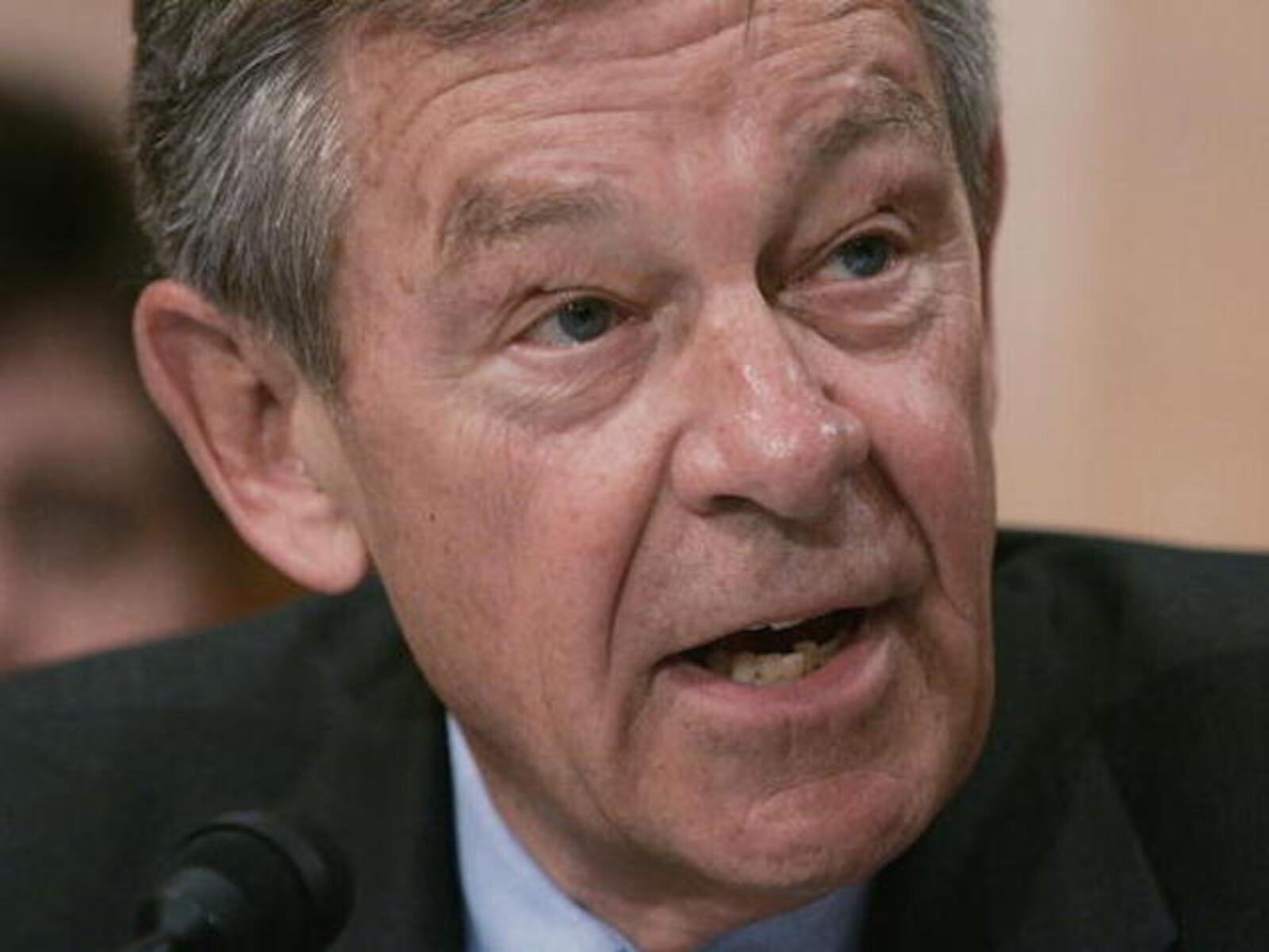 WASHINGTON - MAY 12: Sen. George Voinovich (R- Ohio) testifies during a Senate Foregn Relations Committee hearing on Capitol Hill May 12, 2005 in Washington, DC. The committee is debating and will vote on the embattled nomination of John Bolton to be U.S. ambassador to the United Nations. (Photo by Joe Raedle/Getty Images)