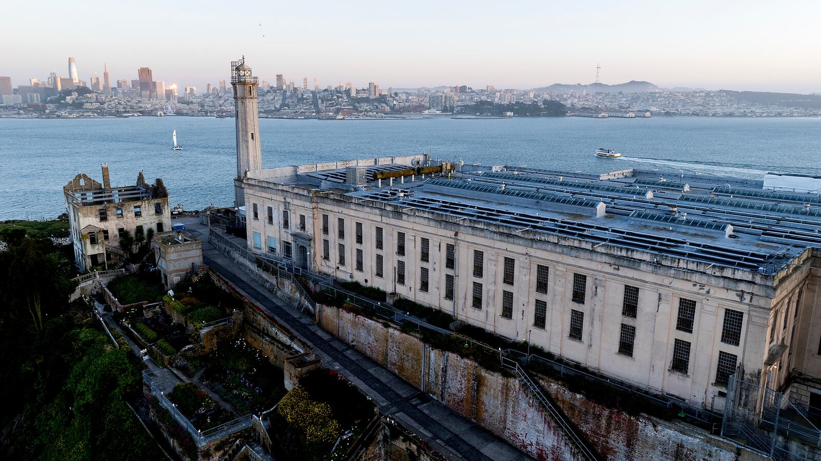 Alcatraz Island is pictured on Sunday, May 4, 2025, in the San Francisco Bay, Calif. (AP Photo/Noah Berger)