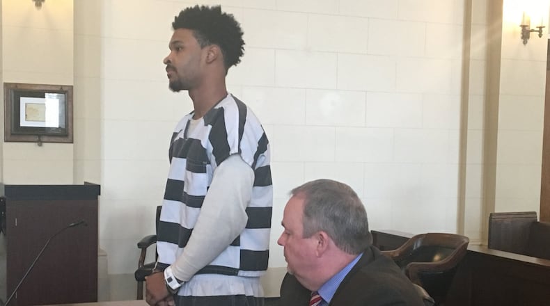 Cameron Redd stands during his sentencing on Tuesday morning in Clark County Common Pleas Court.