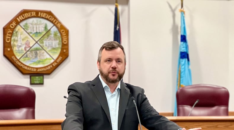 Huber Heights City Manager Rick Dzik updated residents Friday afternoon, Nov. 17, 2023, on the status of the city's response to a cyber ransomware attack that was caught Sunday morning, Nov. 12. AIMEE HANCOCK/STAFF