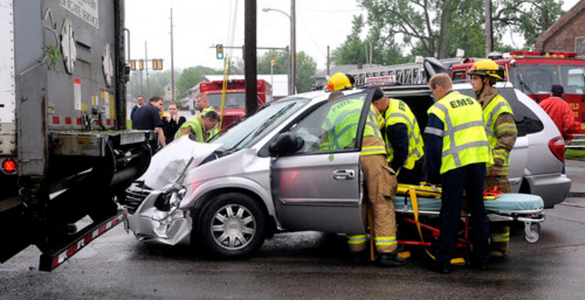 Van, truck collide on James Street