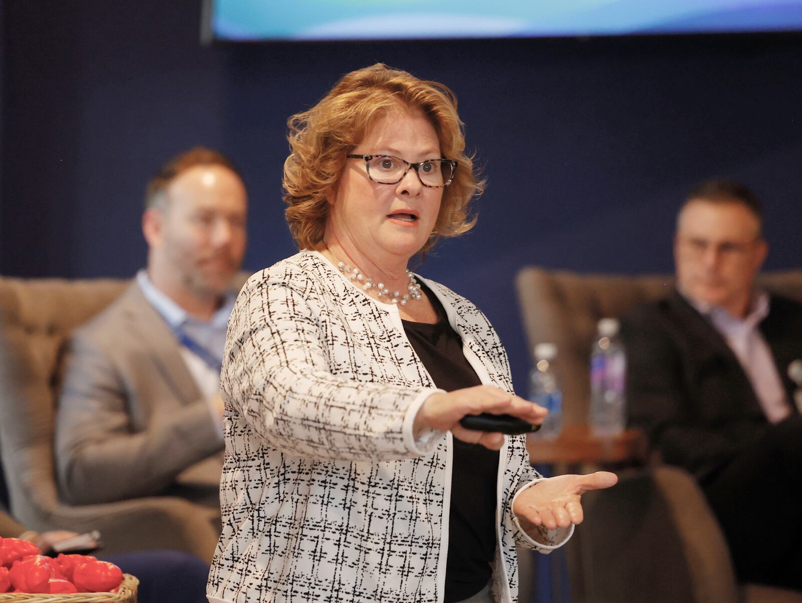Chief nursing officer Rhonda Beane speaks during the annual town hall held by Mercy Health Springfield in the Exchange Room at COhatch. JOSEPH COOKE/STAFF
