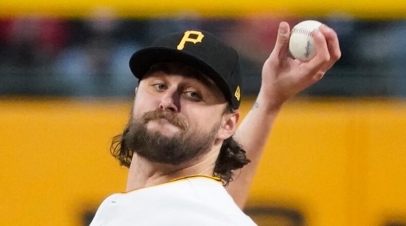 Pittsburgh Pirates starting pitcher JT Brubaker delivers against the St. Louis Cardinals during the first inning of a baseball game Tuesday, Oct. 4, 2022, in Pittsburgh. (AP Photo/Keith Srakocic)