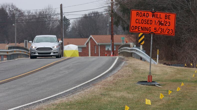 Enon-Xenia Road will be closed from January 16 thru May 31 for utility work. BILL LACKEY/STAFF