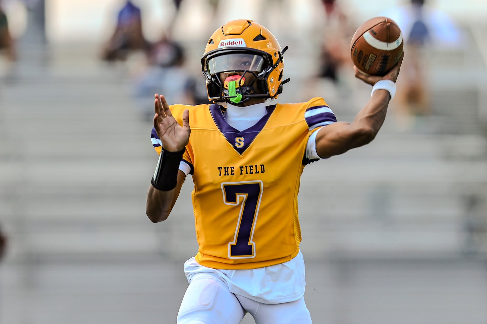 Springfield High School junior quarterback CJ Wallace throws the ball during their scrimmage against Louisville Trinity on Aug. 9 in Springfield. MICHAEL COOPER / STAFF