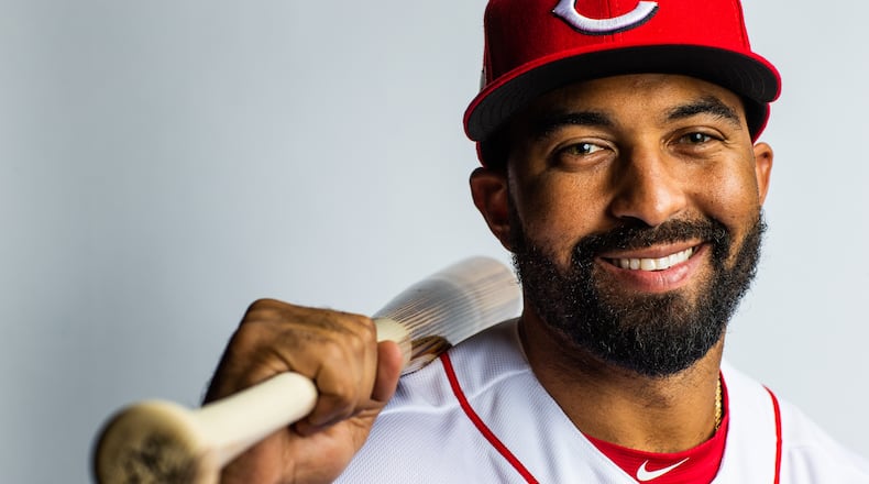 GOODYEAR, AZ - FEBRUARY 19: Matt Kemp #27 of the Cincinnati Reds poses for a portrait at the Cincinnati Reds Player Development Complex on February 19, 2019 in Goodyear, Arizona. (Photo by Rob Tringali/Getty Images)
