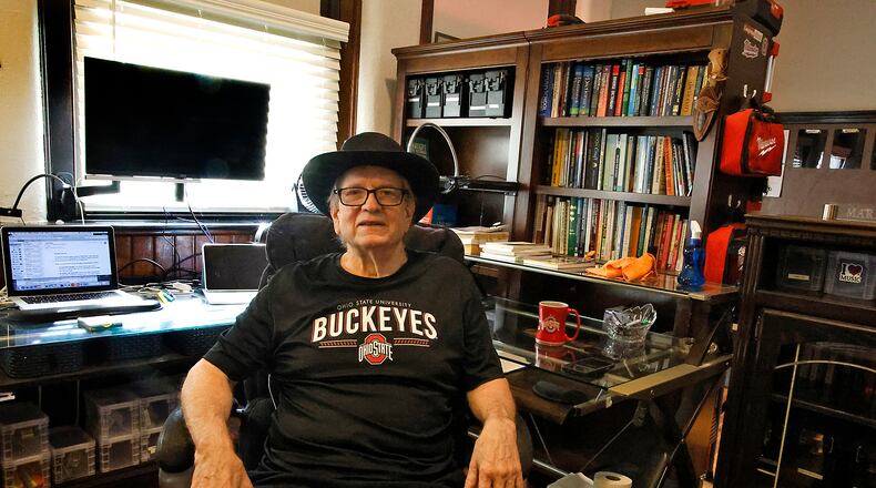 Markham “Mark” Speros in his apartment/workshop in Urbana Monday, Oct. 23, 2023. BILL LACKEY/STAFF