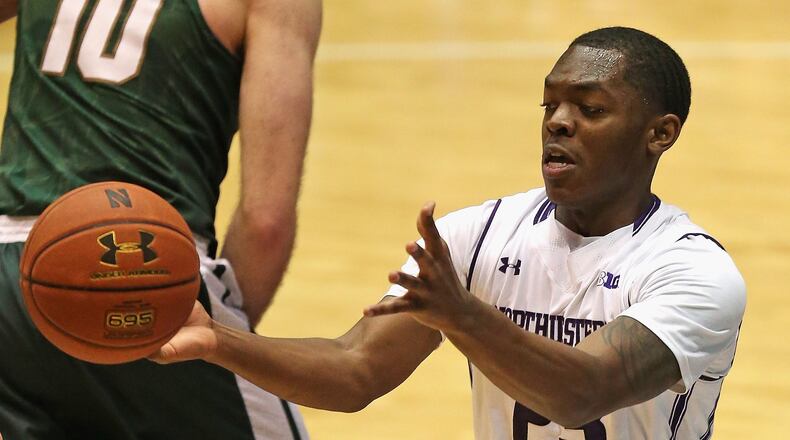 EVANSTON, IL - JANUARY 28: Jordan Ash #23 of the Northwestern Wildcats grabs a rebound against the Michigan State Spartans at Welsh-Ryan Arena on January 28, 2016 in Evanston, Illinois. Michigan State defeated Northwestern 76-45. (Photo by Jonathan Daniel/Getty Images)