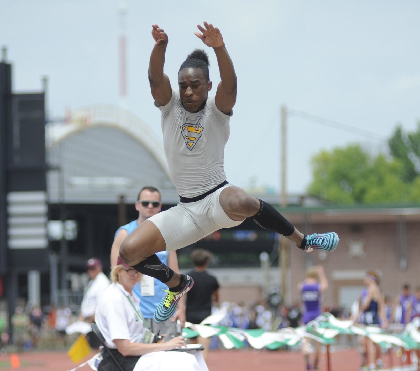 Springfield senior Quincy Scott was fifth in the D-I long jump during the state track and field meet at OSU’s Jesse Owens Memorial Stadium in Columbus on Saturday, June 2, 2018. MARC PENDLETON / STAFF